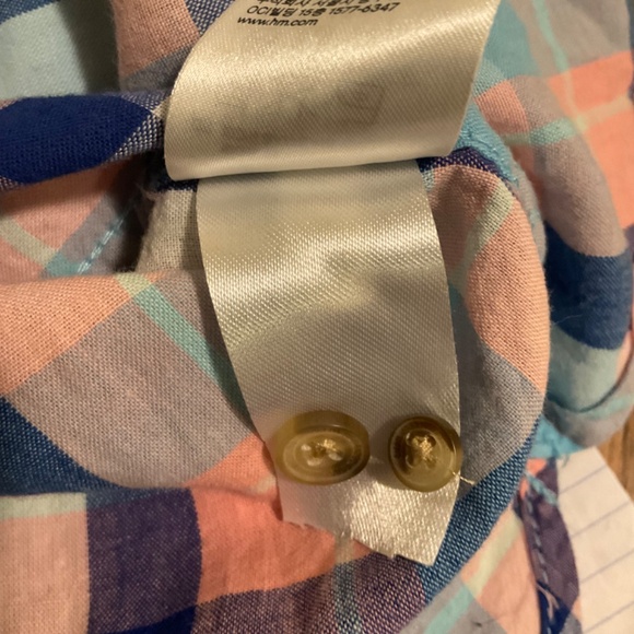 H&M LOGG Women’s Sz 14 Pink Blue Long Sleeve Plaid Button Up Shirt - Picture 10 of 10